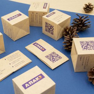 Визитки-коробочки из крафт-картона для компании Л-Пак